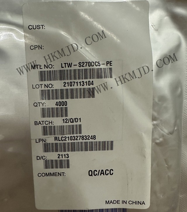 全新原裝 Lite-On LTW-S270DC5-PE 白色 LED 指示 - 分立 3V 2-SMD，無(wú)引線