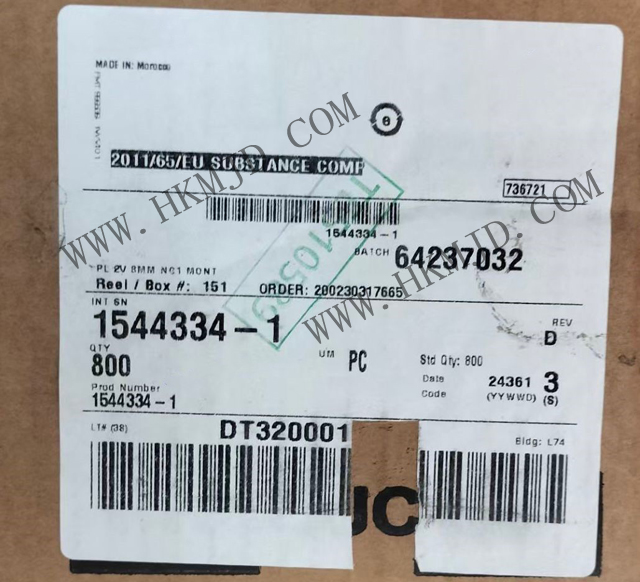 【TE泰科】汽車(chē)連接器 1544334-1 2 位置 體座 連接器 公型，接片 黑色 0.315
