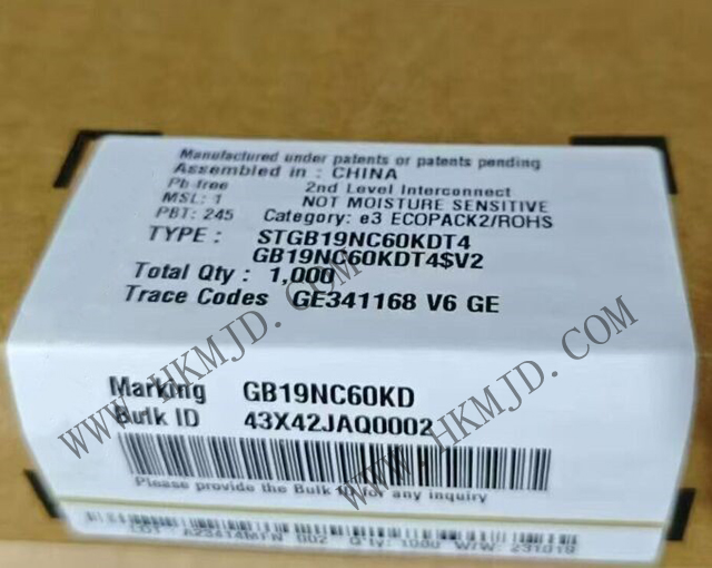 意法半導(dǎo)體功率晶體管_STGB19NC60KDT4_短路保護IGBT 20 A、600 V