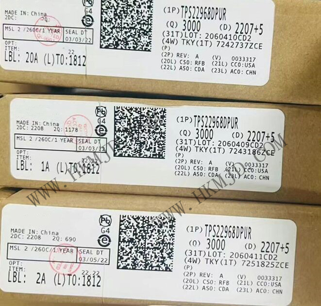 供應(yīng) TI TPS22968DPUR 雙通道超低電阻負(fù)載開(kāi)關(guān)，帶受控導(dǎo)通功能
