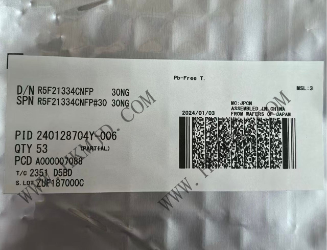 瑞薩電子【MCU芯片】R5F21334CNFP 16位微控制器，采用R8C CPU內(nèi)核