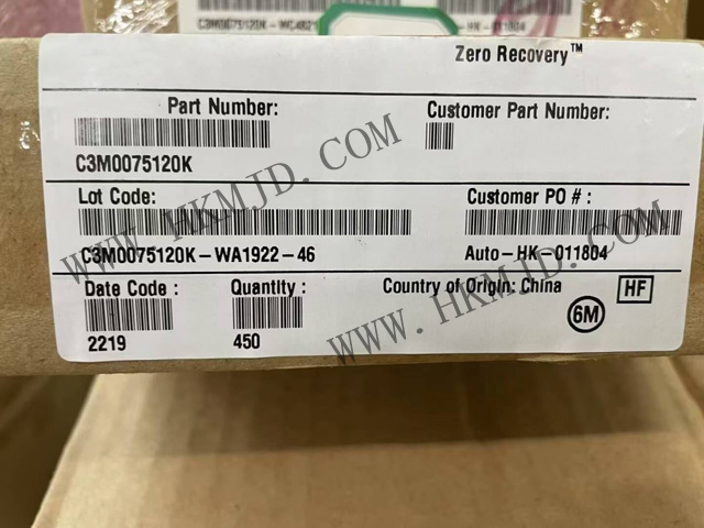 現(xiàn)貨供應(yīng) Wolfspeed C3M0075120K 1200V SiC MOSFET，75mΩ 低導(dǎo)通電阻